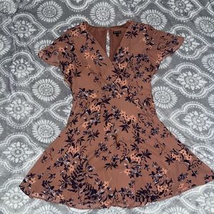 Express Floral Wrap Front Dress with Cap Sleeves